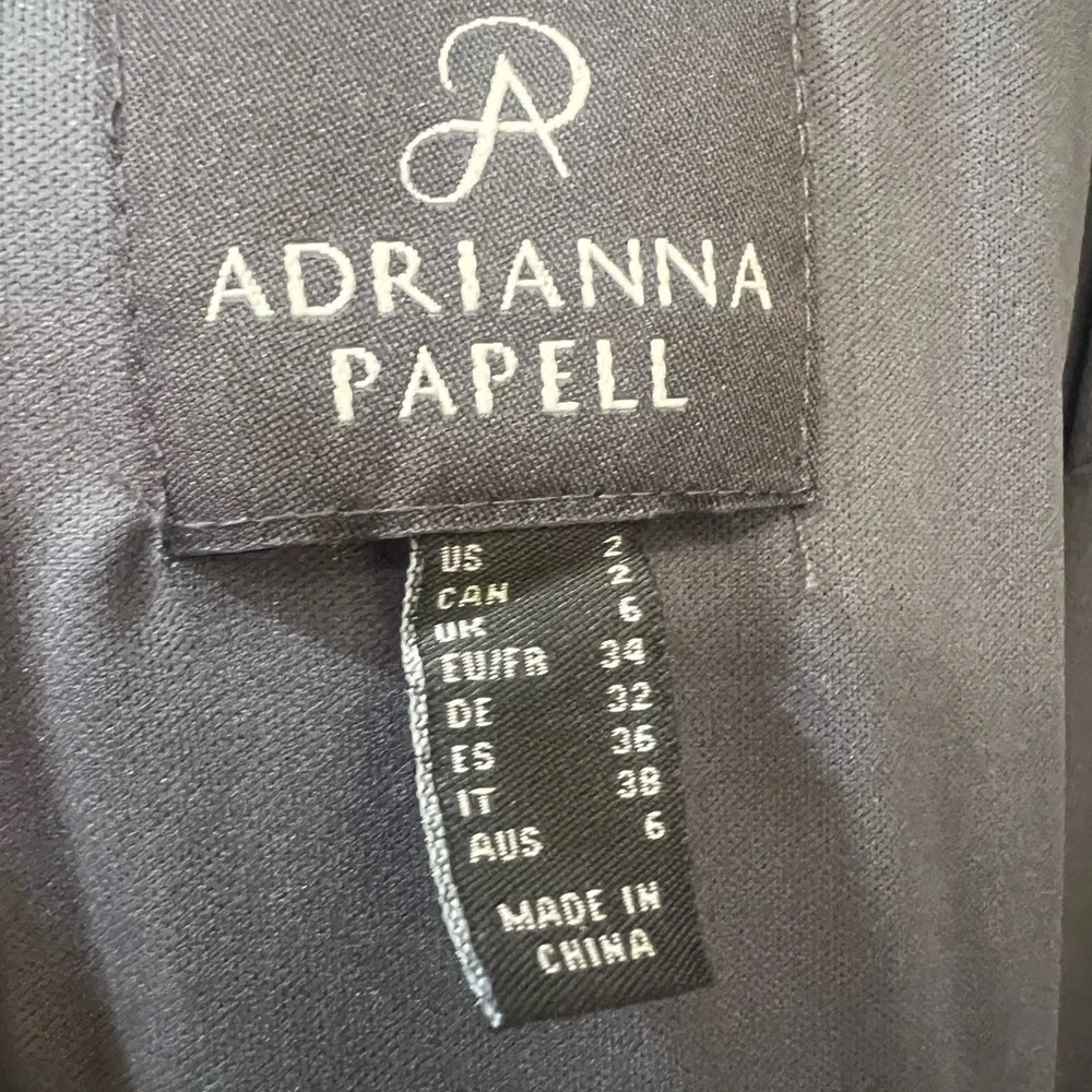 Adrianna Papell‎ Formal Dress Gown Gray Floral Embroidery  Ruffle Side Slit 2 - Picture 11 of 15